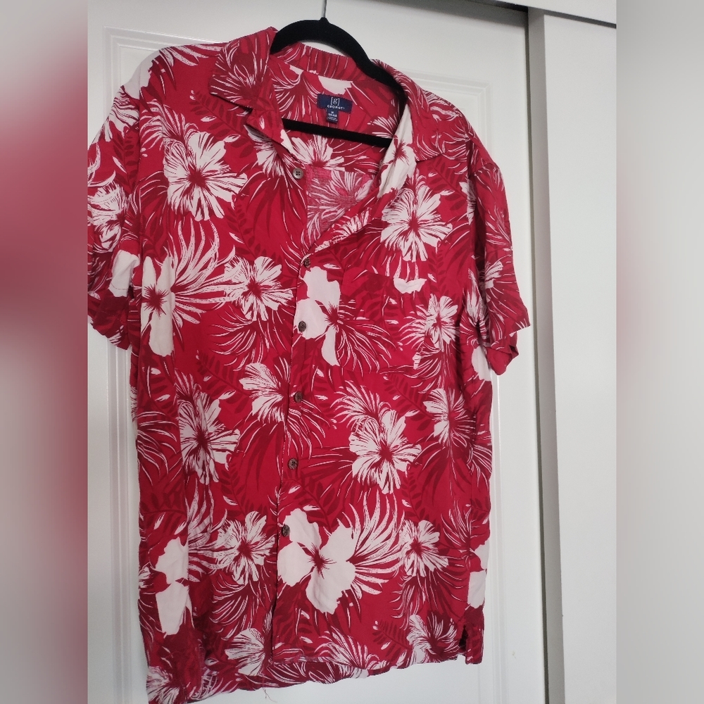 ⭐George Men's Island Design Button Down Shirt Size M